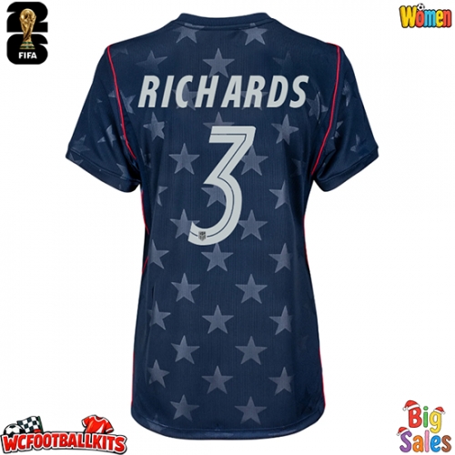 United States Chris Richards #3 Replica Away Stadium Shirt for Women World Cup 2026 Short Sleeve